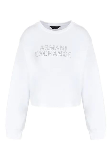 Cropped sweatshirt with logo in ASV organic cotton ARMANI EXCHANGE | sweaters | 3DYM90 YJFHZ1000